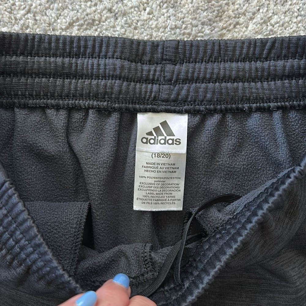 Adidas Kids Charcoal Warm Up Pants with White Stripes - Picture 4 of 6